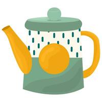 Cute teapots with abstract design. Kettle isolated on white background. vector