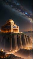 Beautiful Gold Mosque Background Wallpaper Ai Generative photo
