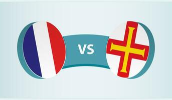 Francia versus Guernesey, equipo Deportes competencia concepto. vector
