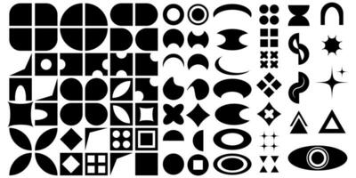 set of abstract aesthetic y2k geometric elements retro vector shapes
