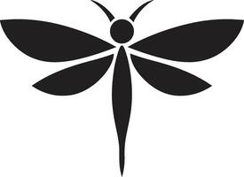 Shadowed Beauty Dragonfly Logo Design Luminous Wings Black Vector Icon