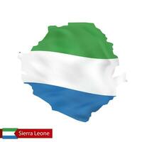 Sierra Leone map with waving flag of country. vector