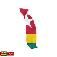 Togo map with waving flag of country. vector