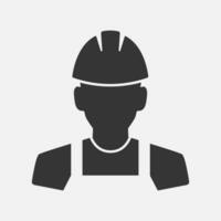 Worker in helmet icon. Vector
