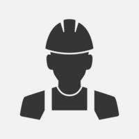 Worker in helmet icon. Vector