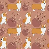 Seamless corgi pattern. Cartoon home pet, set of cute puppies for print, posters and postcard. Vector corgi animal background. Funny little doggy