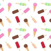 Ice cream seamless pattern. Delicious sweet desserts. Ice lolly. Abstract summer texture. Design for fabric, wallpaper, textile and decor. vector
