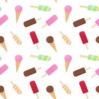 Ice cream seamless pattern. Delicious sweet desserts. Ice lolly. Abstract summer texture. Design for fabric, wallpaper, textile and decor. vector