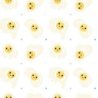 Cute fried eggs seamless background repeating pattern.Vector background for kids, design, wrapping paper,  posters, wallpaper. vector