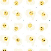 Cute fried eggs seamless background repeating pattern.Vector background for kids, design, wrapping paper,  posters, wallpaper. vector