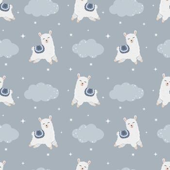 sin costura vector modelo con llama, estrellas y nubes bebé antecedentes para envase papel, saludo tarjetas, diseño.