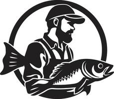 Fisherman Logo with Serif Font A Symbol of Tradition and Trust Fisherman Logo with Sans Serif Font A Symbol of Modernity and Simplicity vector