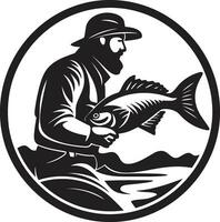 pescador logo con Clásico antecedentes un símbolo de eterno elegancia pescador logo con moderno antecedentes un símbolo de Progreso y innovación vector