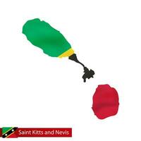 Saint Kitts and Nevis map with waving flag of country. vector