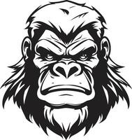 Regal Natures Majesty Black Logo Art Iconic Primate Excellence Gorilla Symbol vector