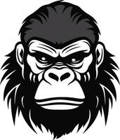 agraciado gorila mirada negro vector logo majestuoso mono emblema fauna silvestre diseño