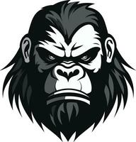 Regal Ape Ambassador Monochromatic Logo Ape Majesty in Simplicity Black Icon Design vector