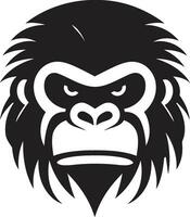 Ape Majesty in Monochrome Emblem Design Gorillas Elegance Vector Wildlife Art