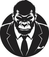 Wildlifes Elegance Vector Primate Emblem Safari Sentinel Monochrome Gorilla Icon