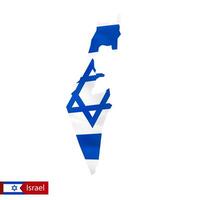 Israel map with waving flag of country. vector