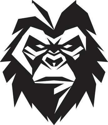 Ape Silhouette Elegance Black Icon Emblematic Wildlife Monarch Gorilla Logo