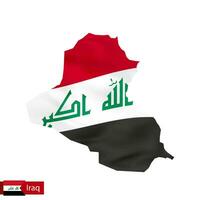 Iraq map with waving flag of country. vector