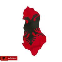 Albania mapa con ondulación bandera de albania vector