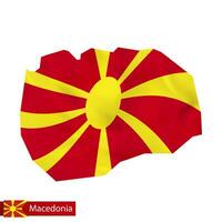 macedonia mapa con ondulación bandera de macedonia. vector