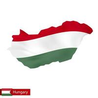 Hungary map with waving flag of Hungary. vector