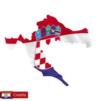 Croacia mapa con ondulación bandera de Croacia. vector