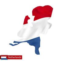 Netherlands map with waving flag of Netherlands. vector