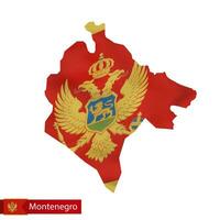 Montenegro map with waving flag of Montenegro. vector