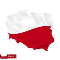 Polonia mapa con ondulación bandera de Polonia. vector