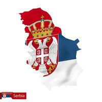 serbia mapa con ondulación bandera de serbia vector