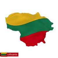 Lithuania map with waving flag of Lithuania. vector