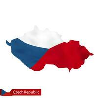 Czech Republic map with waving flag of Czech Republic. vector