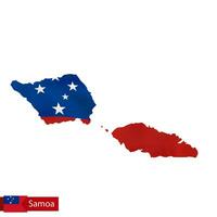 Samoa mapa con ondulación bandera de país. vector