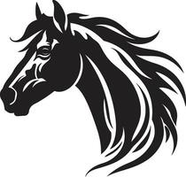 emblemático equino excelencia logo símbolo jinetes serenidad monocromo caballo icono vector