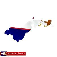 americano Samoa mapa con ondulación bandera de país. vector