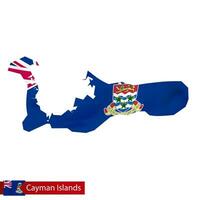 Cayman Islands map with waving flag of country. vector