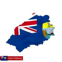 Saint Helena map with waving flag of country. vector