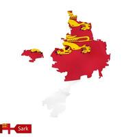 Sark map with waving flag of country. vector