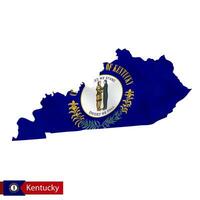 Kentucky state map with waving flag of US State. vector