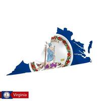 Virginia state map with waving flag of US State. vector