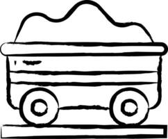 Coal cart hand drawn vector illustration