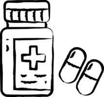 Pill bottle hand drawn vector illustration