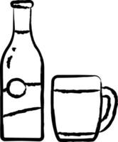 Liquor Glass and Bottle hand drawn vector illustration