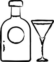 vaso y botella mano dibujado vector ilustración