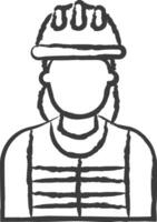Woman Electrician hand drawn vector illustration