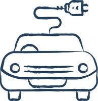 EV car plug hand drawn vector illustration